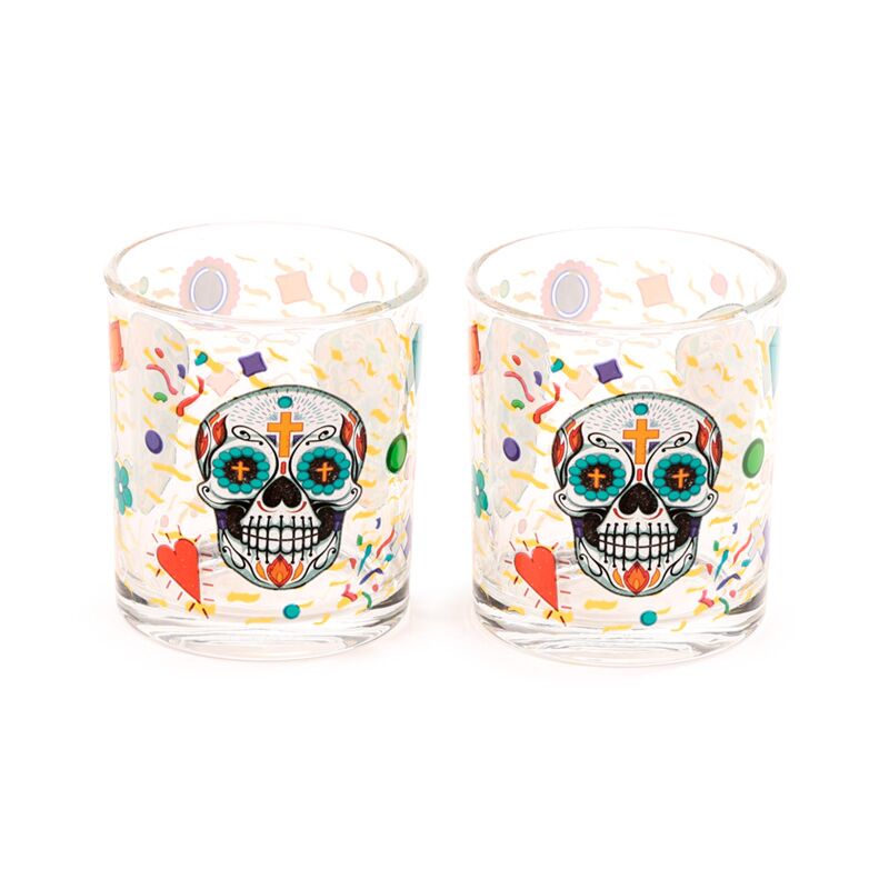 Load image into Gallery viewer, Dia de los muertos set 2 glazen drinkglazen 250ml