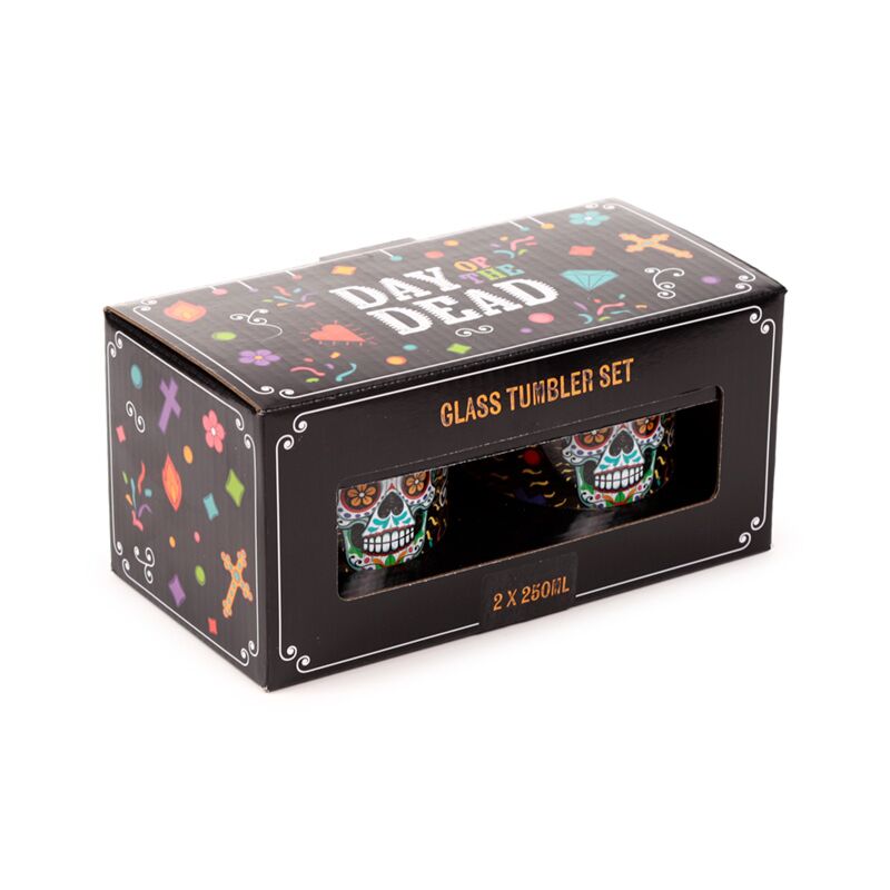 Load image into Gallery viewer, Dia de los muertos set 2 glazen drinkglazen 250ml