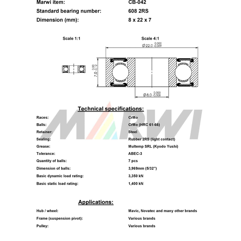 Load image into Gallery viewer, Union kogellager ball bearing cb-042 8x22x7