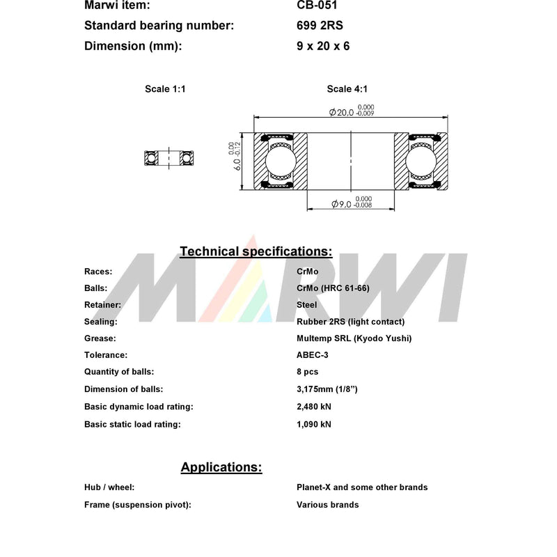 Load image into Gallery viewer, Union kugellager ball bearing cb-051 9x20x6