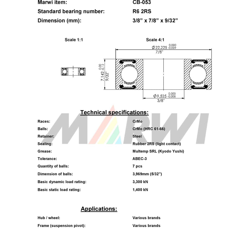 Load image into Gallery viewer, Union kogellager ball bearing cb-053 3 8 x7 8 x9 32