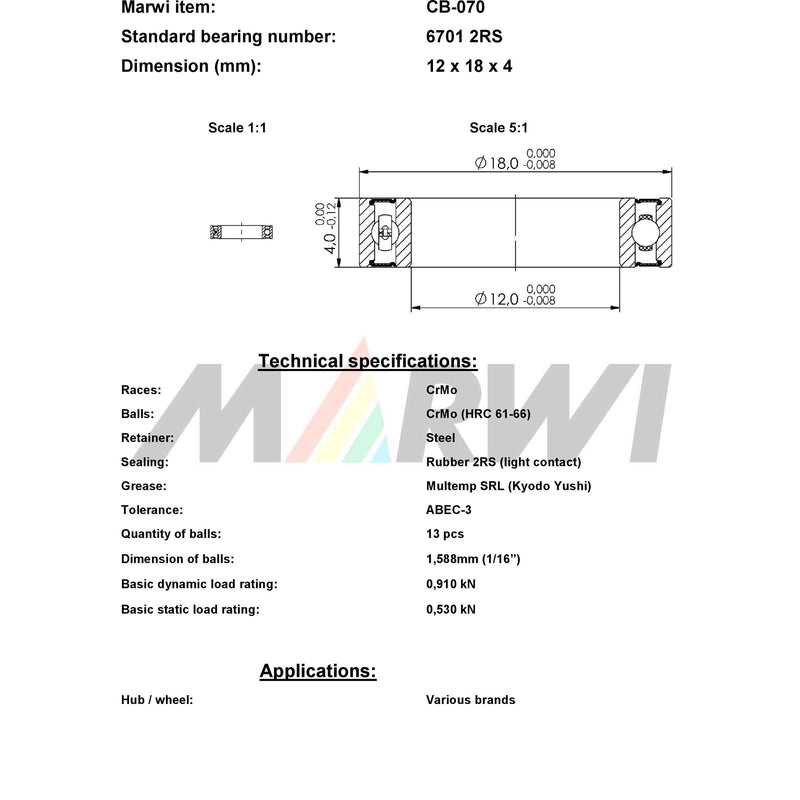Load image into Gallery viewer, Union kogellager ball bearing cb-070 12x18x4