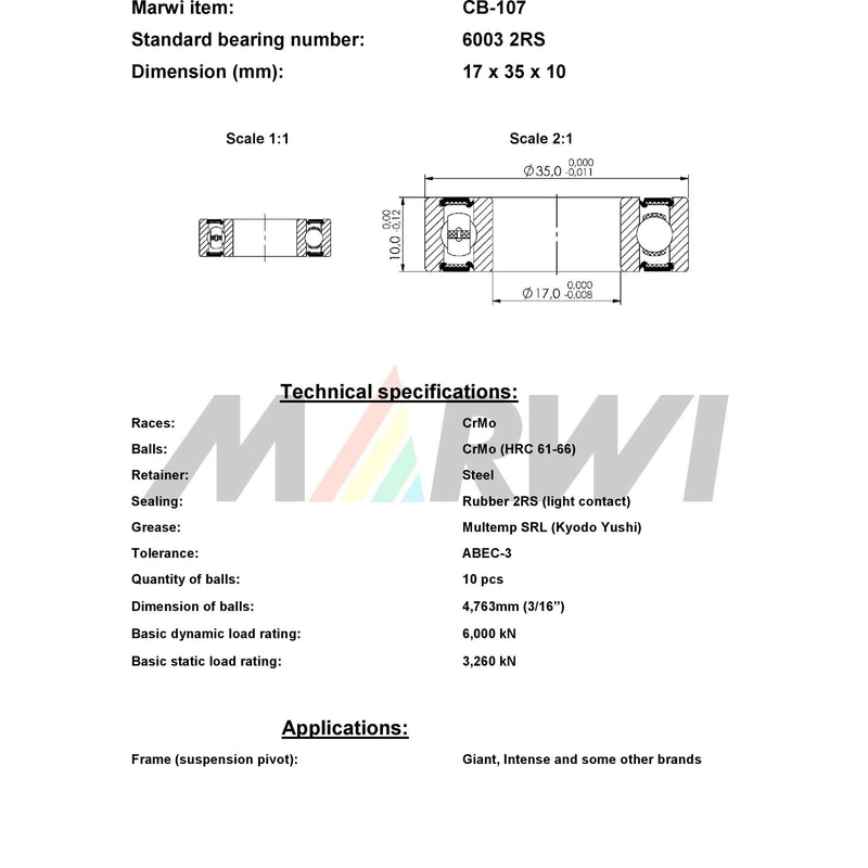 Load image into Gallery viewer, Union kugellager ball bearing cb-107 17x35x10