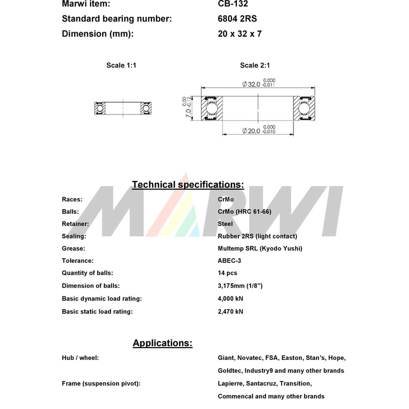 Load image into Gallery viewer, Union kogellager ball bearing cb-132 20x32x7