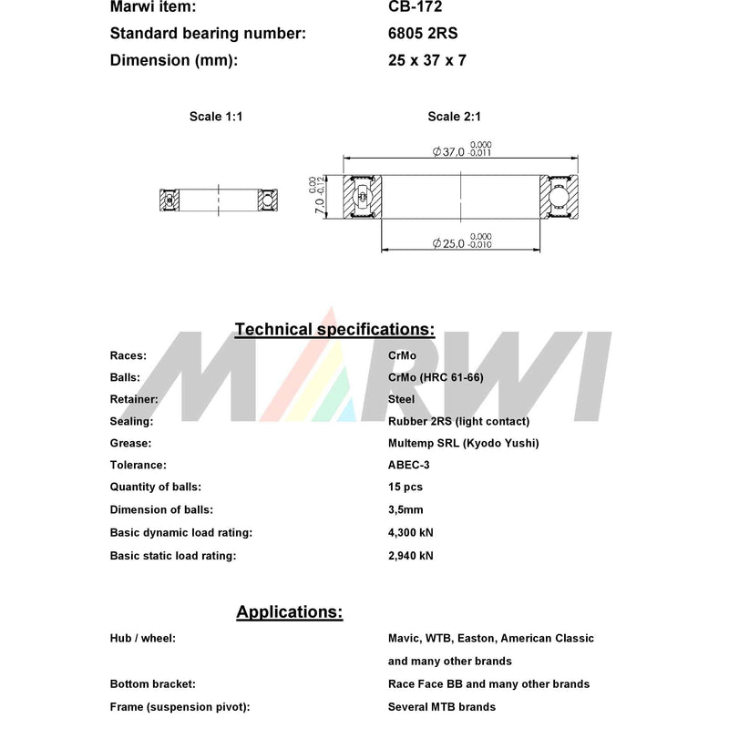 Load image into Gallery viewer, Union kogellager ball bearing cb-172 25x37x7