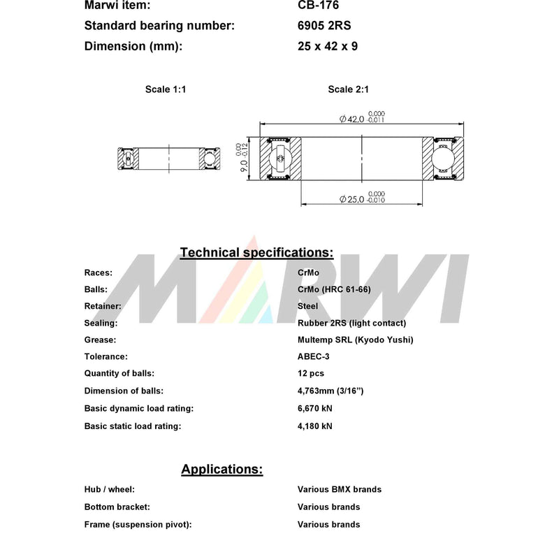 Load image into Gallery viewer, Union kogellager ball bearing cb-176 25x42x9