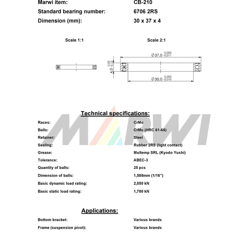 Load image into Gallery viewer, Union kogellager ball bearing cb-210 30x37x4