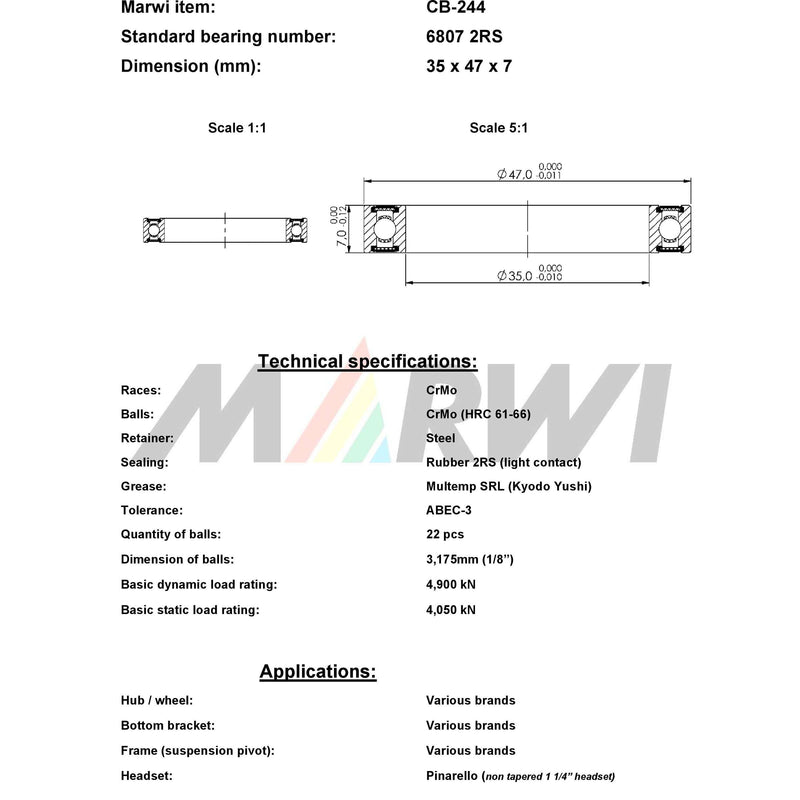 Load image into Gallery viewer, Union kogellager ball bearing cb-244 35x47x7