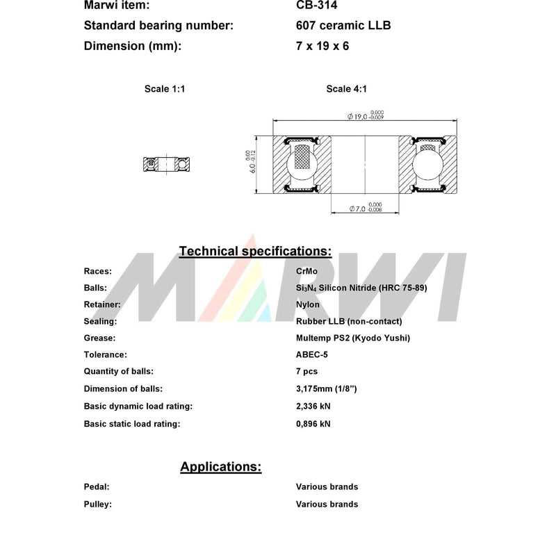Load image into Gallery viewer, Union kogellager cb-314 607 llb 7x19x6 keramisch