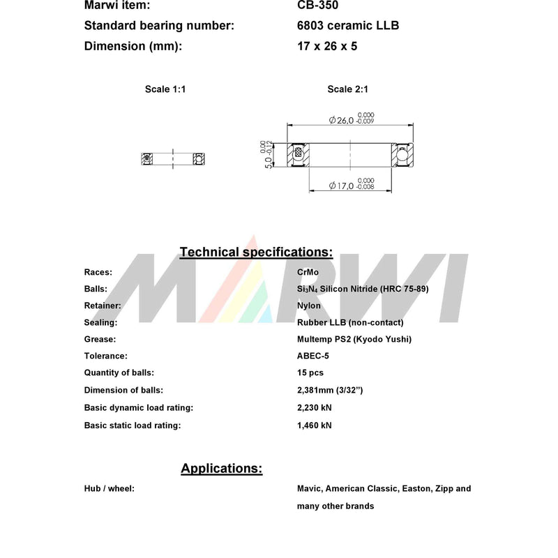 Load image into Gallery viewer, Union kogellager ball bearing cb-350 17x26x5