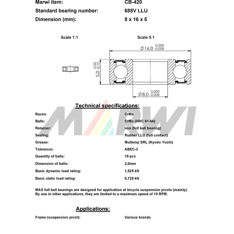 Load image into Gallery viewer, Union kogellager ball bearing cb-420 8x16x5