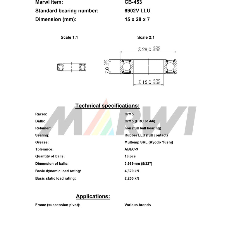 Load image into Gallery viewer, Union kogellager ball bearing cb-453 15x28x7