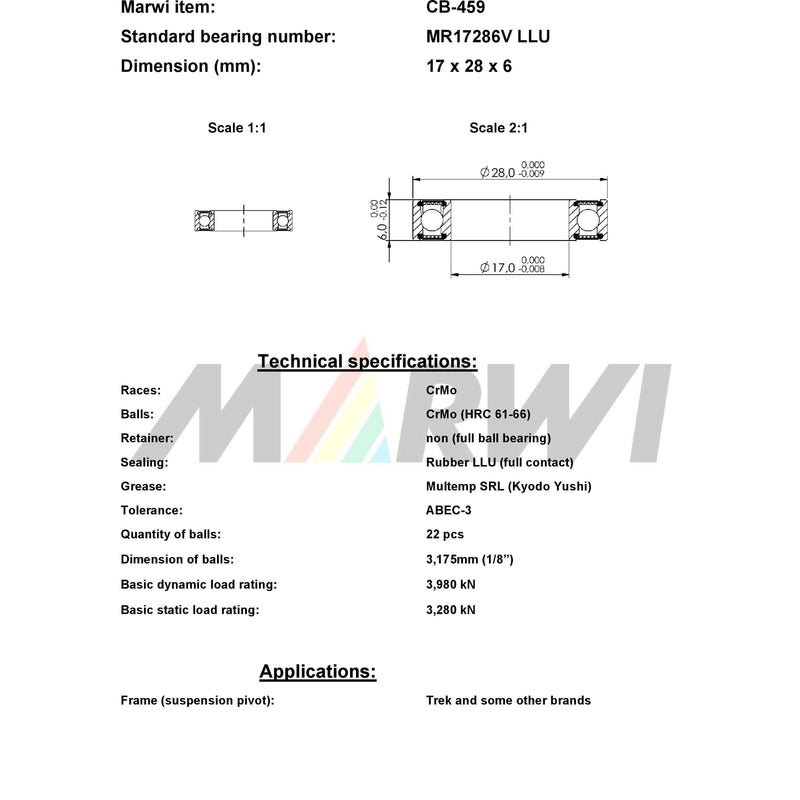 Load image into Gallery viewer, Union kogellager max cb-459 mr17286v llu 17x28x6
