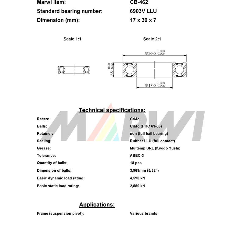 Load image into Gallery viewer, Union kogellager ball bearing cb-462 17x30x7