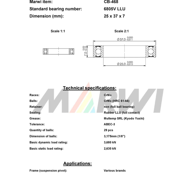 Load image into Gallery viewer, Union kogellager ball bearing cb-468 25x37x7