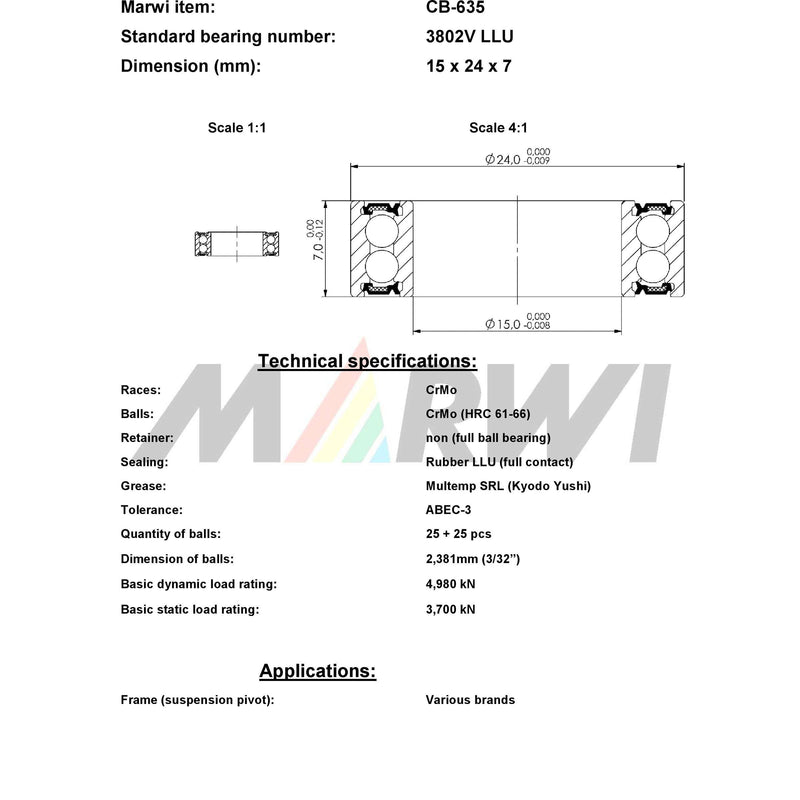 Load image into Gallery viewer, Union kugellager ball bearing cb-635 15x24x7