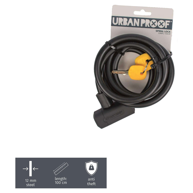 Load image into Gallery viewer, Urbanproof spiraalslot 12mm*150cm zwart