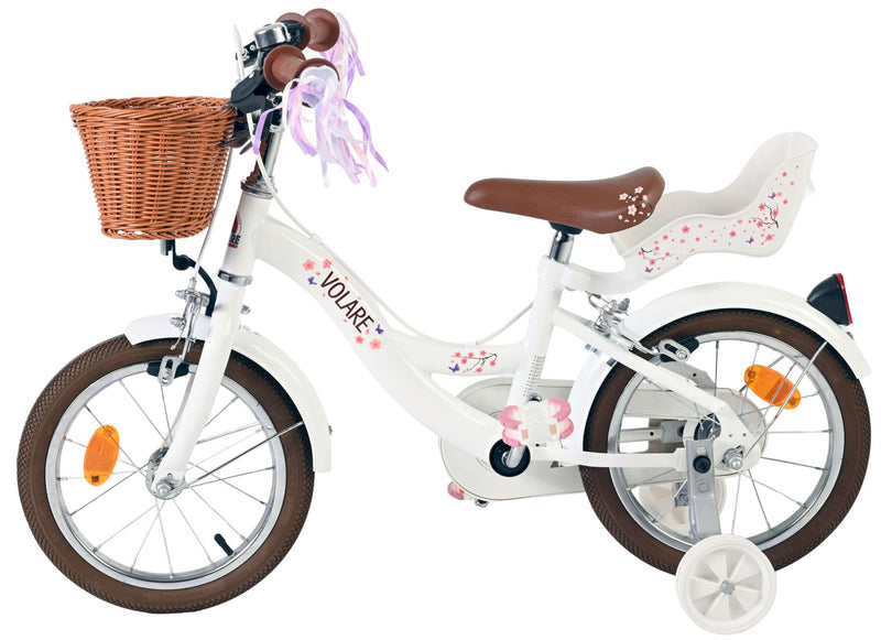 Afbeelding laden in galerijviewer, Volare blossom kinderfiets - meisjes - 14 inch - wit - twee handremmen