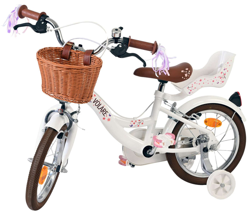 Afbeelding laden in galerijviewer, Volare blossom kinderfiets - meisjes - 14 inch - wit - twee handremmen
