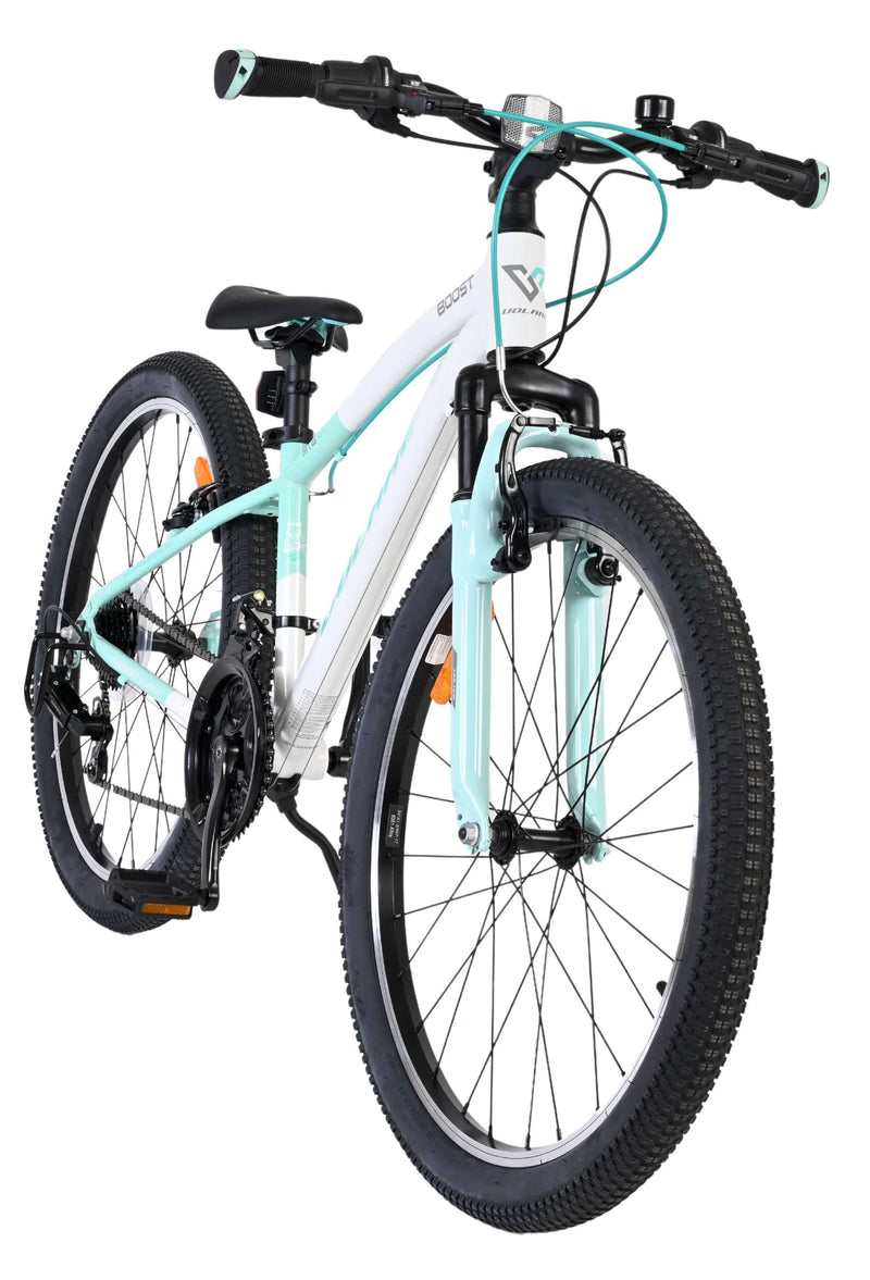 Afbeelding laden in galerijviewer, Volare boost kinderfiets - 24 inch - wit mintgroen - 21 speed