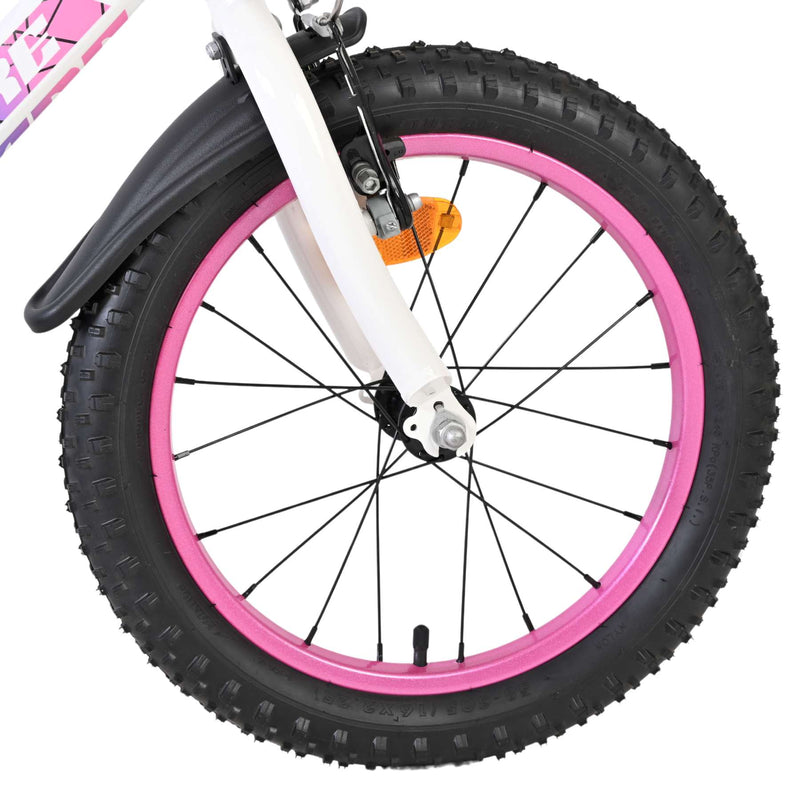 Afbeelding laden in galerijviewer, Volare lily kinderfiets - meisjes - 16 inch - wit roze paars - twee handremmen