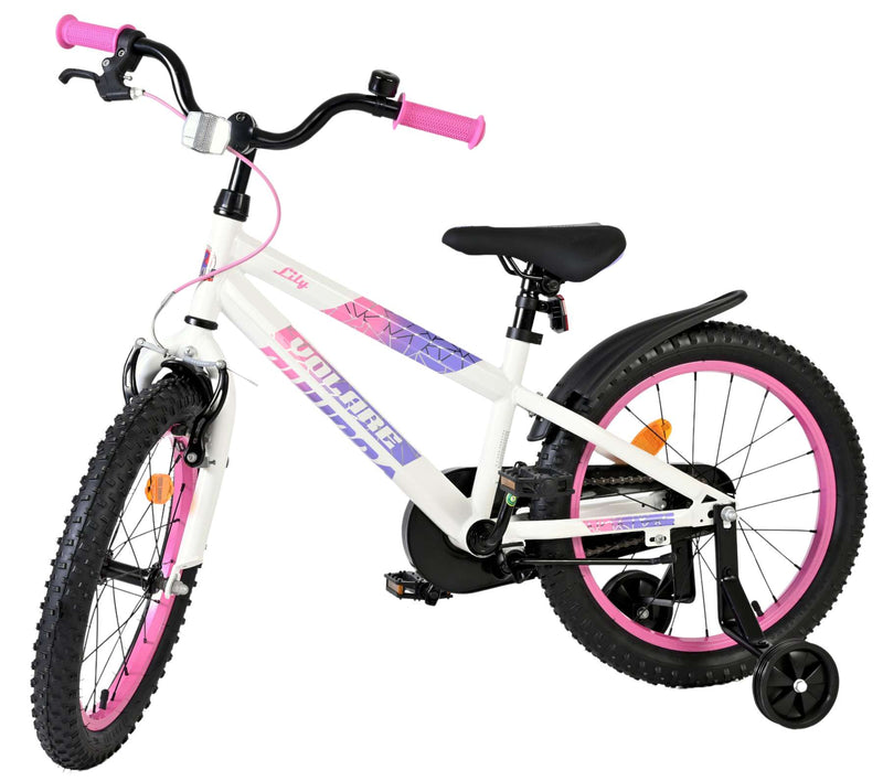 Load image into Gallery viewer, Volare lily kinderfiets - meisjes - 18 inch - wit roze paars - twee handremmen
