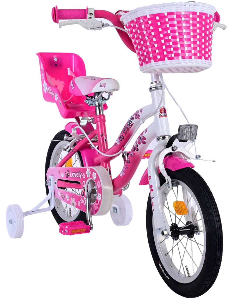 Load image into Gallery viewer, Volare Lovely Kinderfiets Meisjes 14 inch Roze Wit Twee Handremmen