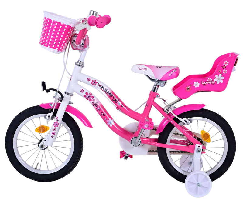 Load image into Gallery viewer, Volare Lovely Kinderfiets Meisjes 14 inch Roze Wit Twee Handremmen