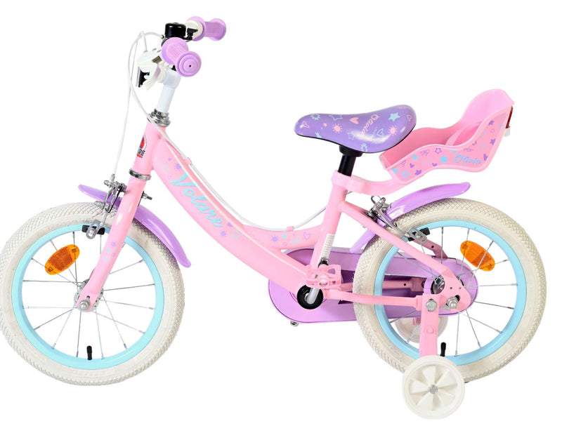 Afbeelding laden in galerijviewer, Volare olivia kinderfiets - meisjes - 14 inch - roze - twee handremmen