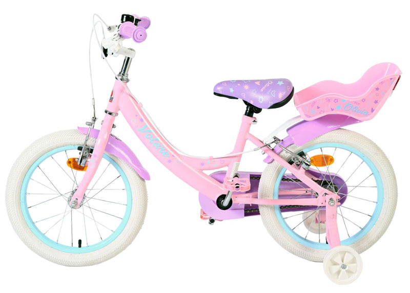 Afbeelding laden in galerijviewer, Volare olivia kinderfiets - meisjes - 16 inch - roze - twee handremmen