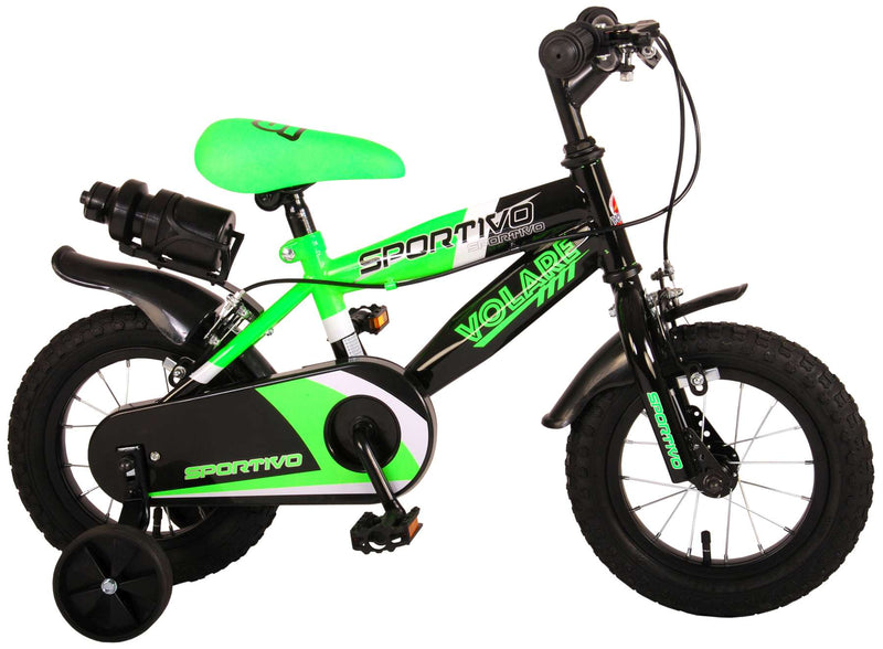 Load image into Gallery viewer, Volare Sportivo Kinderfiets Jongens 12 inch Neon Groen Zwart Twee Handremmen 95% afgemonteerd