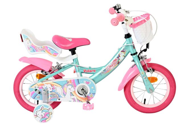 Load image into Gallery viewer, Volare unicorn kinderfiets - meisjes - 12 inch - groen - twee handremmen