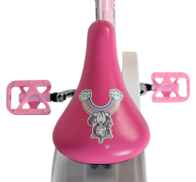 Afbeelding laden in galerijviewer, Volare unicorn kinderfiets - meisjes - 12 inch - roze - twee handremmen