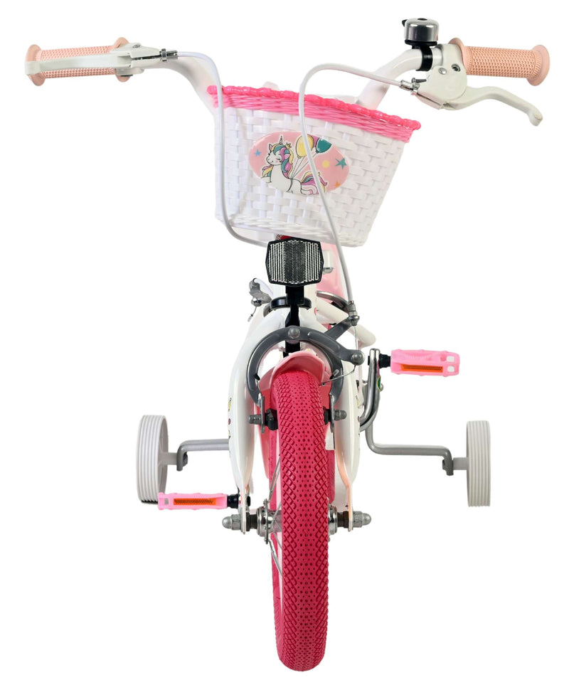Afbeelding laden in galerijviewer, Volare unicorn kinderfiets - meisjes - 12 inch - wit - twee handremmen