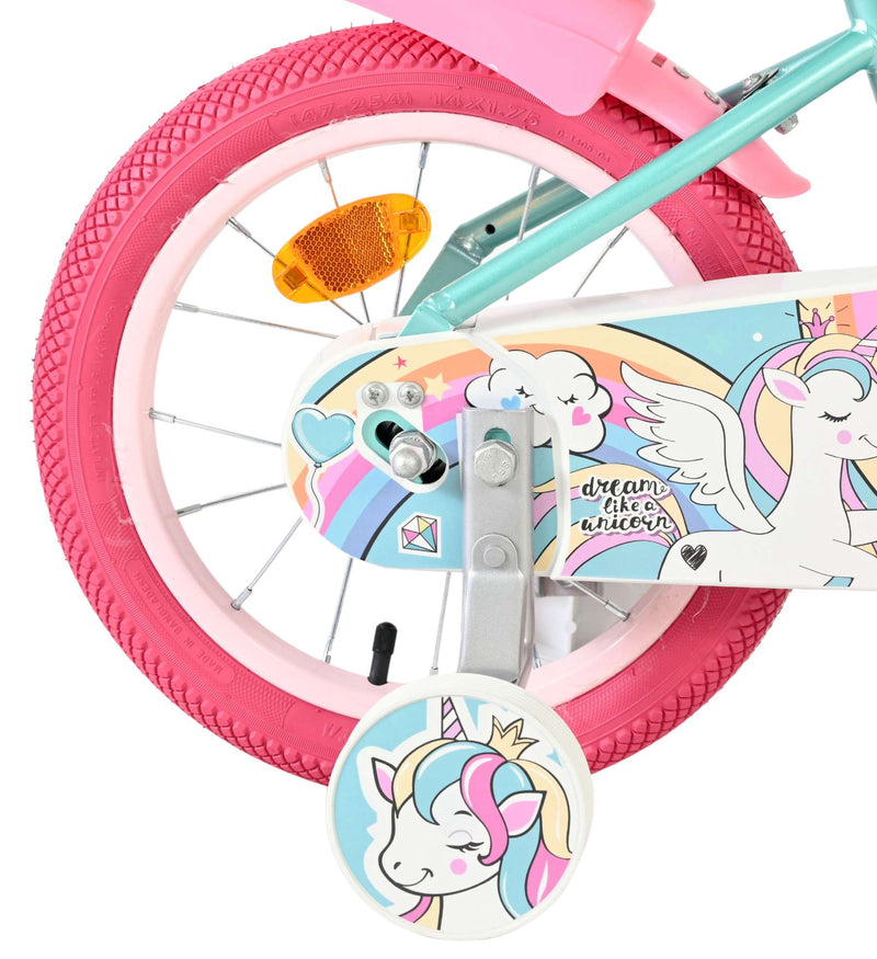 Load image into Gallery viewer, Volare unicorn kinderfiets - meisjes - 14 inch - groen