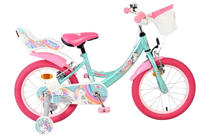Afbeelding laden in galerijviewer, Volare unicorn kinderfiets - meisjes - 16 inch - groen - twee handremmen