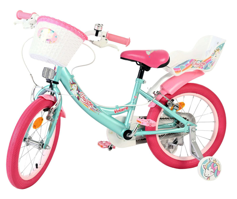 Load image into Gallery viewer, Volare unicorn kinderfiets - meisjes - 16 inch - groen - twee handremmen