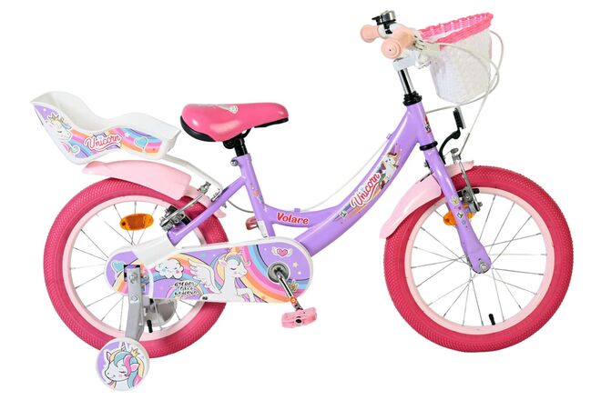 Load image into Gallery viewer, Volare unicorn kinderfiets - meisjes - 16 inch - paars - twee handremmen