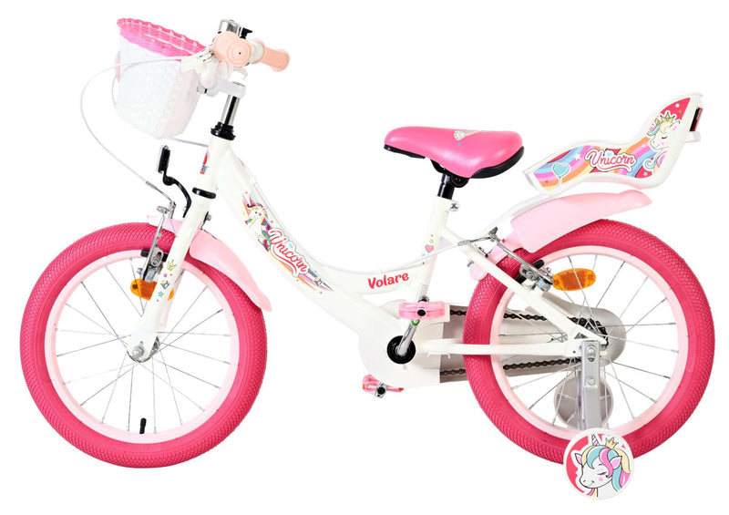 Load image into Gallery viewer, Volare unicorn kinderfiets - meisjes - 16 inch - wit - twee handremmen