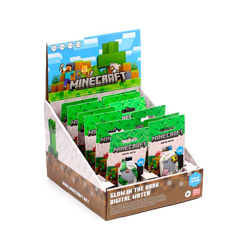 Load image into Gallery viewer, Union minecraft glow in the dark digitaal siliconen horloge