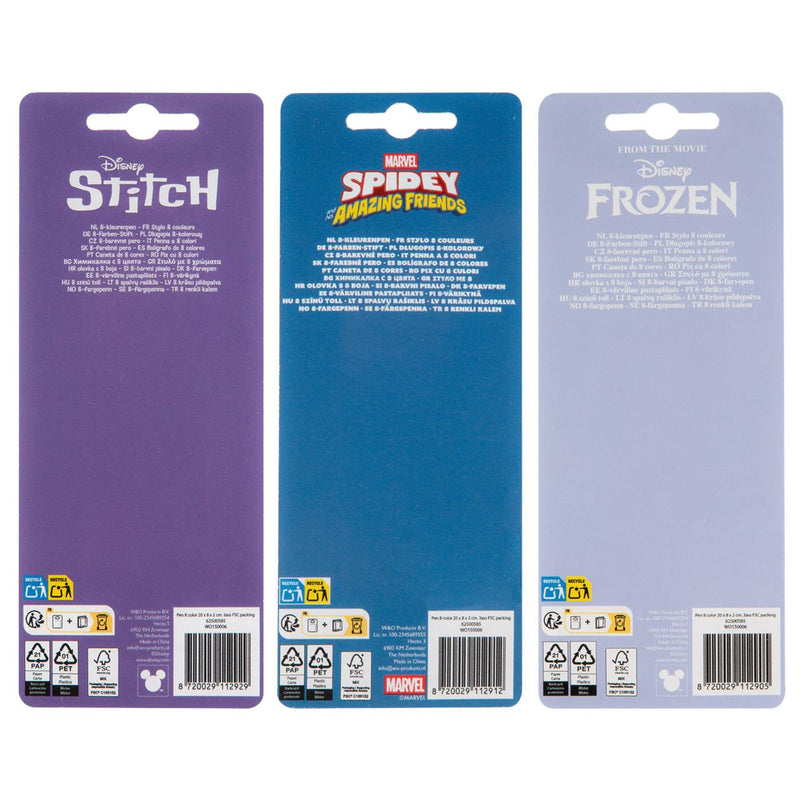 Afbeelding laden in galerijviewer, Disney spidey stitch frozen 8-kleurenpen 3 assorti