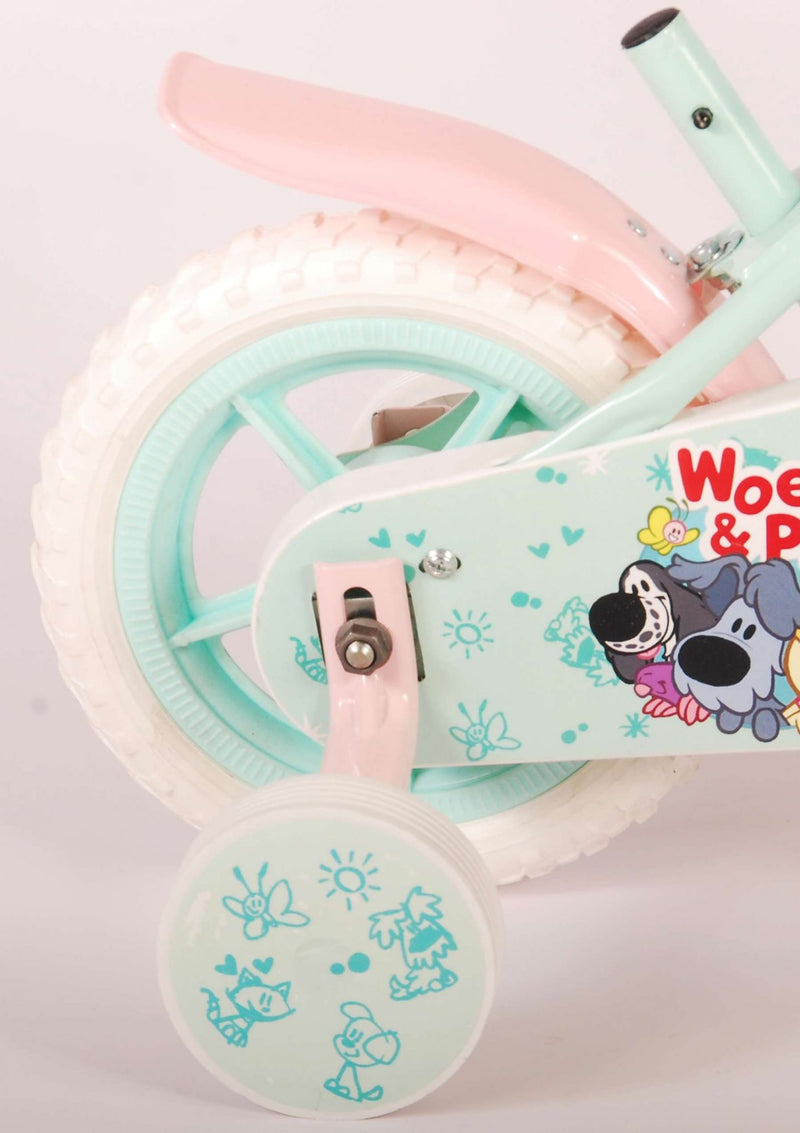 Afbeelding laden in galerijviewer, Woezel Pip Pip Kinderfiets Meisjes 10 inch Mint Blauw Roze Doortrapper