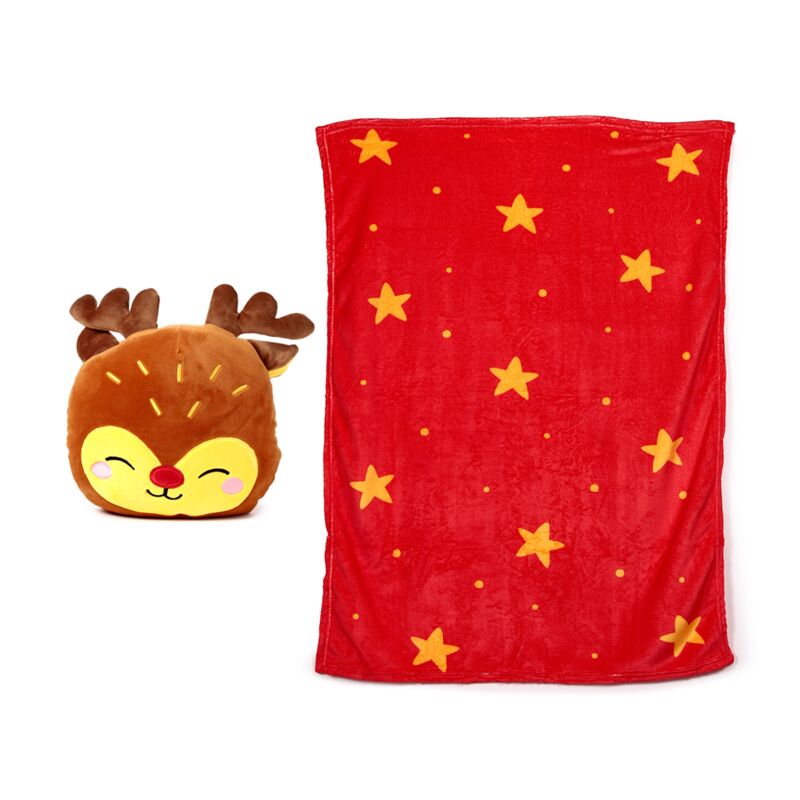 Load image into Gallery viewer, Blankeazzz feestelijke kerstmis rudolph 2-in-1 knuffel reisdeken