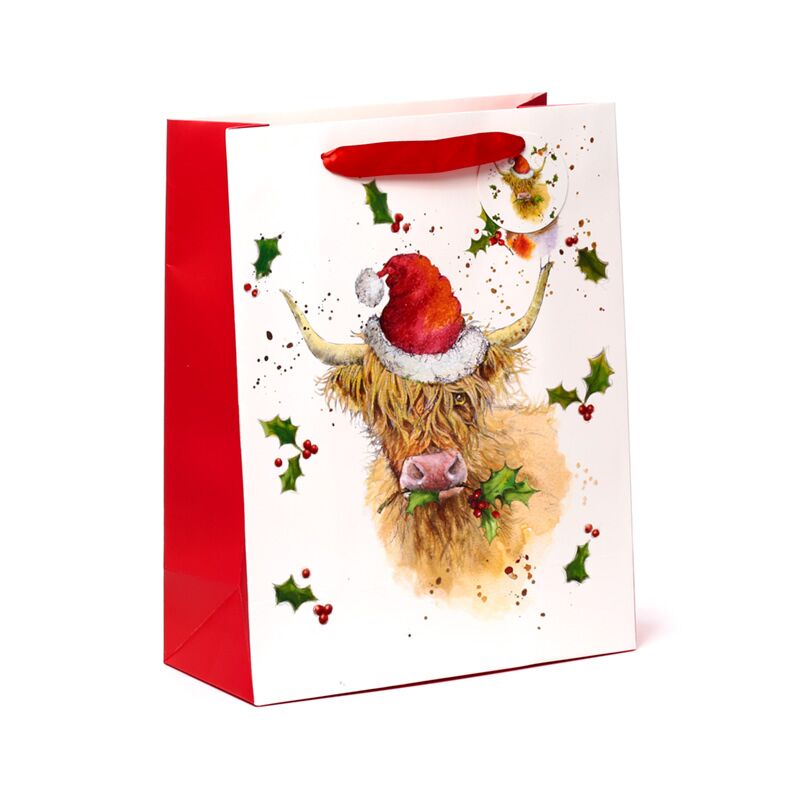 Load image into Gallery viewer, Jan pashley kerstmis highland coo cadeautasje l