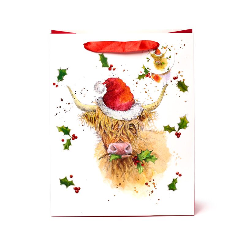 Load image into Gallery viewer, Jan pashley kerstmis highland coo cadeautasje l