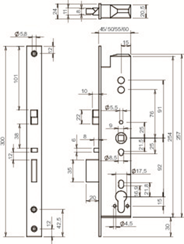 Afbeelding laden in galerijviewer, Abloy el260 paniekdeurslot | signalering | zelfvergrendelend | dm40mm | pc92mm | voorplaat rvs 24x300mm rechthoekig | dr 1+2+3+4 - 10013784