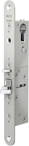 Afbeelding laden in galerijviewer, Abloy el404 bijzetslot | solenoid | zelfvergrendelend | dm25 | 30 en 35mm | pc | voorplaat rvs 25x251mm afgerond | spanningsloos vergrendeld | 12 24v ac dc | dr 1+2+3+4 - 10025054