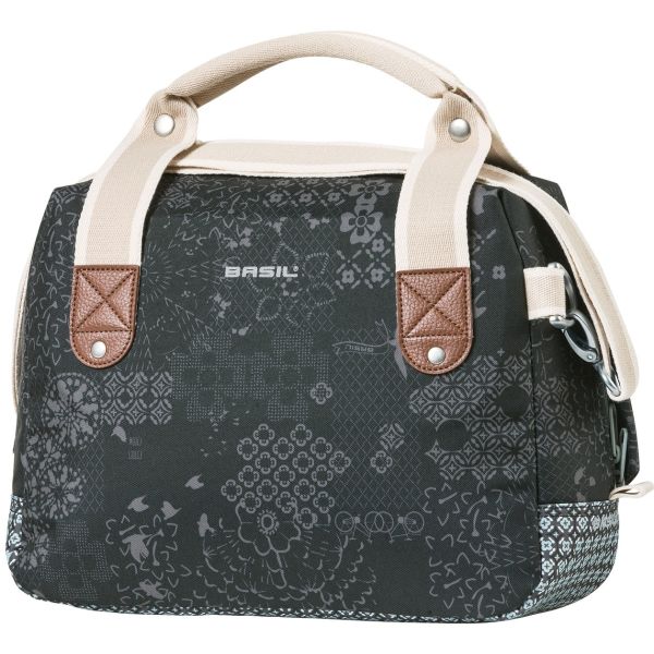 Load image into Gallery viewer, Basil Bohème City Bag - elegante groene hand-, schouder- en stuurtas voor dames, geschikt voor elektrische fietsen en stadsfietsen - zwart