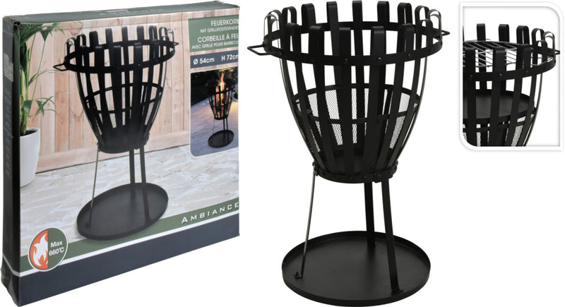 Load image into Gallery viewer, Ambiance 2-in1 Vuurkorf met BBQ Grill 660°C Ø 54 cm Zwart