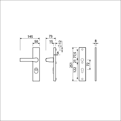 Afbeelding laden in galerijviewer, Ami veiligheidsbeslag 251 50 15 kt 72 rotaveer kruk 379, profielcilinder 72 f1 deurdikte 38 42 mm - 891511